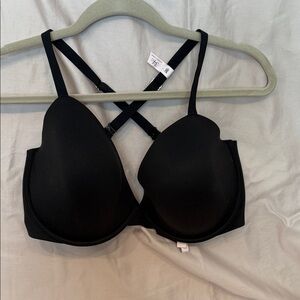 NWT 34G Victoria's Secret Black Lightly Lined Demi Optional Cross-Back Bra